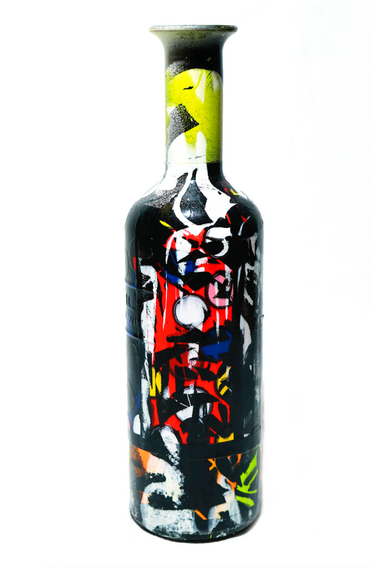 Vaso astretto tecnica painting su vetro